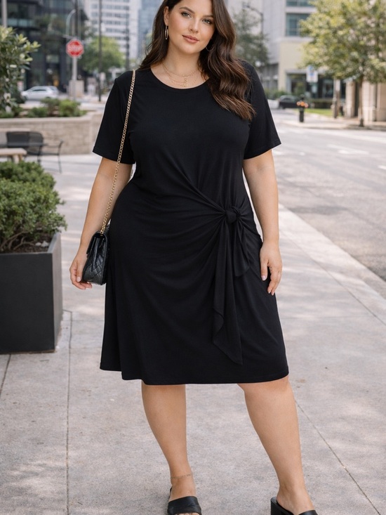 SHEIN Dresses & Skirts - Plus Size Black Tie-Detail Midi Dress nwot